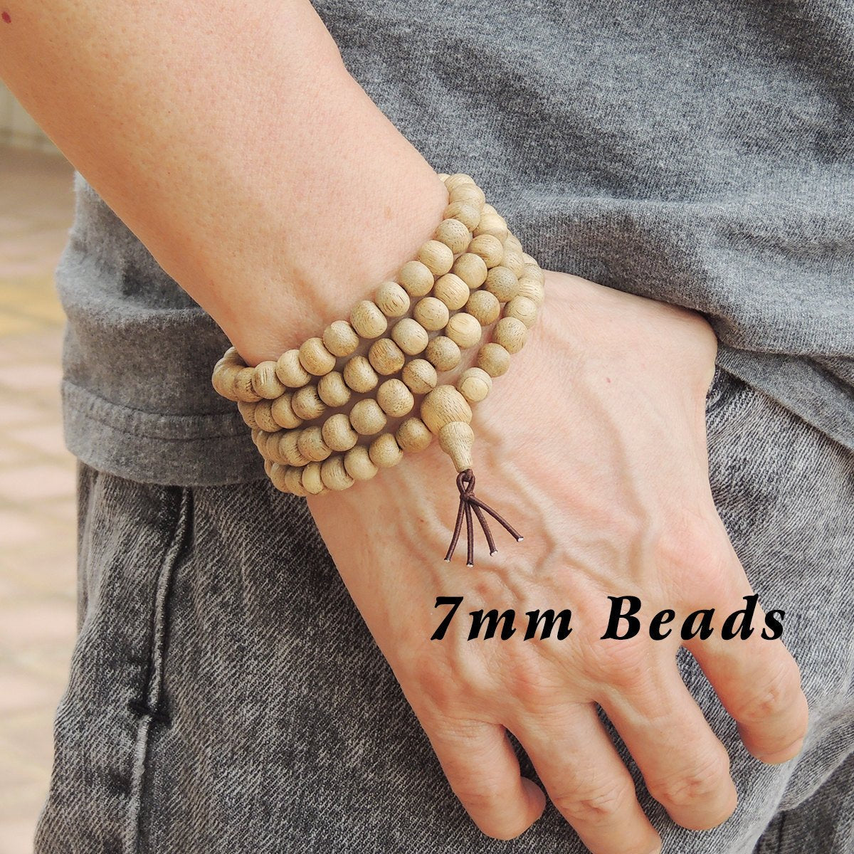 108 Beads Agarwood Mala Bracelet/Necklace Buddhism Meditation 7mm from Indonesia 白沙沉香 AW012