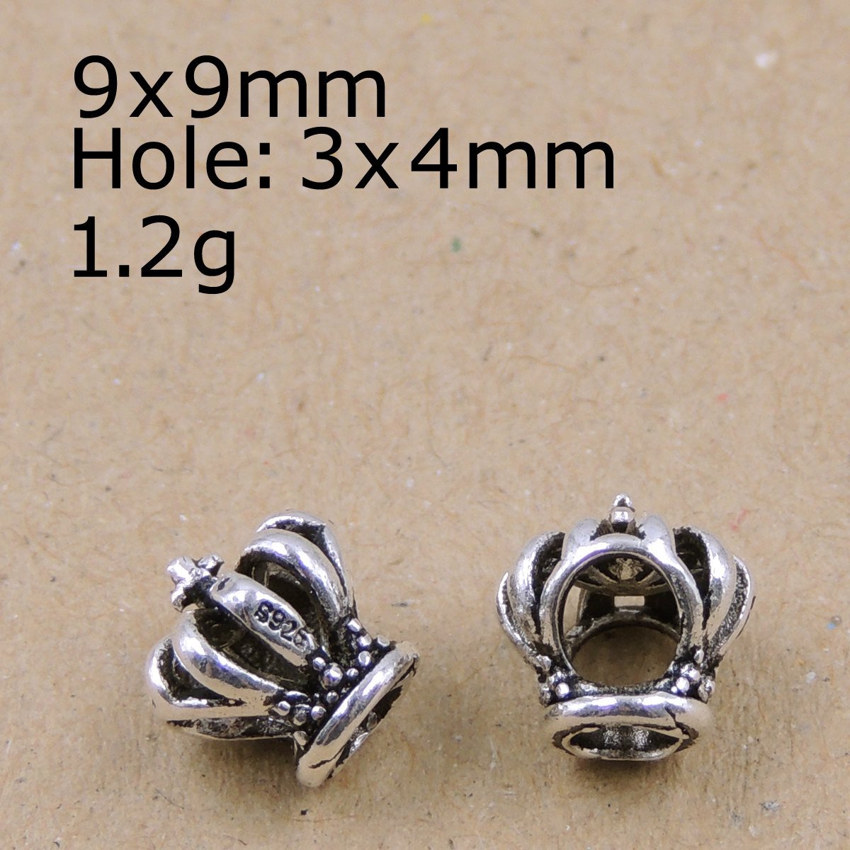 2 Pcs Sterling Silver Crown Charms 925 Stamp Vintage Celtic WSP229X2 Wholesale: See Discount Coupons in Item Details