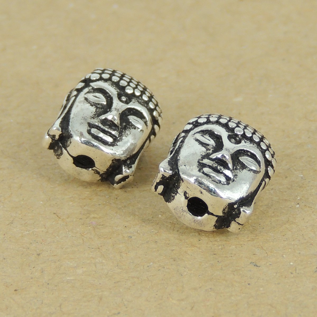 2 PCS Sterling Silver 925 Buddha Head Buddhism Bead Charm WSP166x2 Wholesale: See Discount Coupons in Item Details