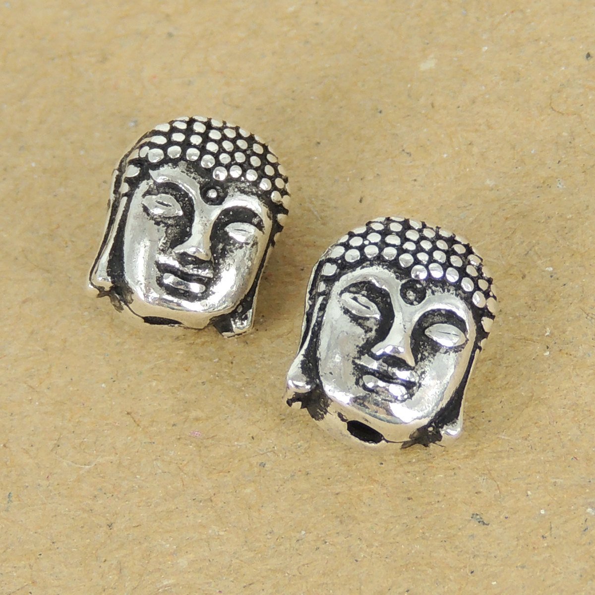 2 PCS Sterling Silver 925 Buddha Head Buddhism Bead Charm WSP166x2 Wholesale: See Discount Coupons in Item Details