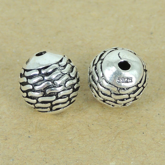 2 PCS 925 Stamp Sterling Silver Round Bead Vintage WSP386X2 Wholesale: See Discount Coupons in Item Details