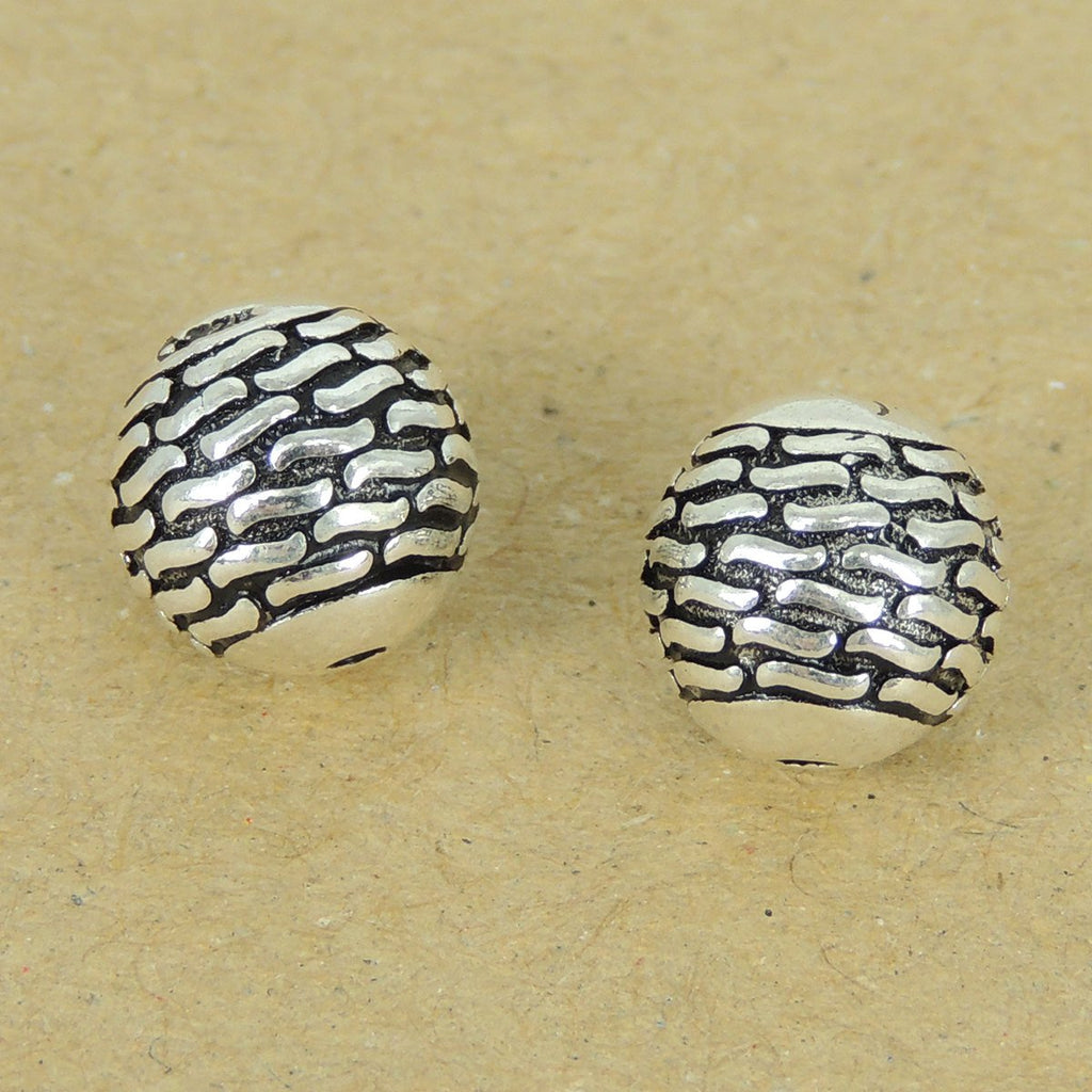 2 PCS 925 Stamp Sterling Silver Round Bead Vintage WSP386X2 Wholesale: See Discount Coupons in Item Details