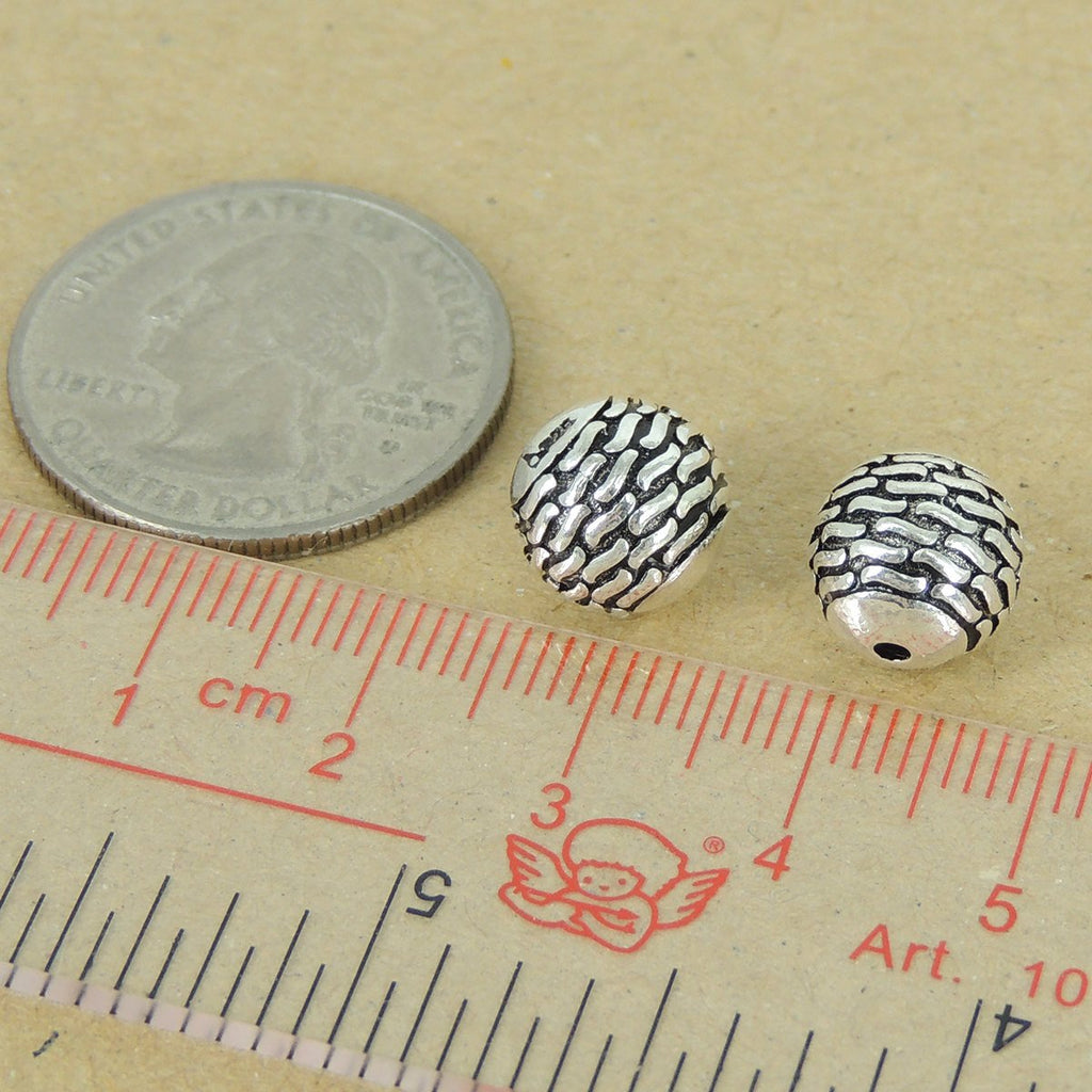 2 PCS 925 Stamp Sterling Silver Round Bead Vintage WSP386X2 Wholesale: See Discount Coupons in Item Details