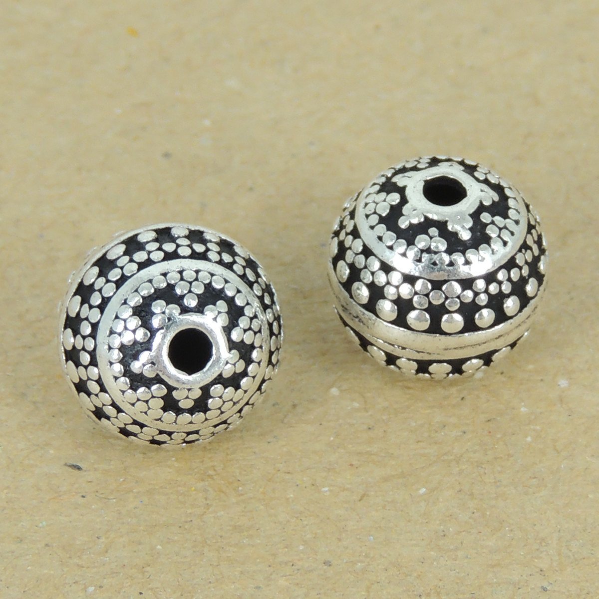 2 PCS 925 Sterling Silver Round Bead Vintage WSP386X2 Wholesale: See Discount Coupons in Item Details