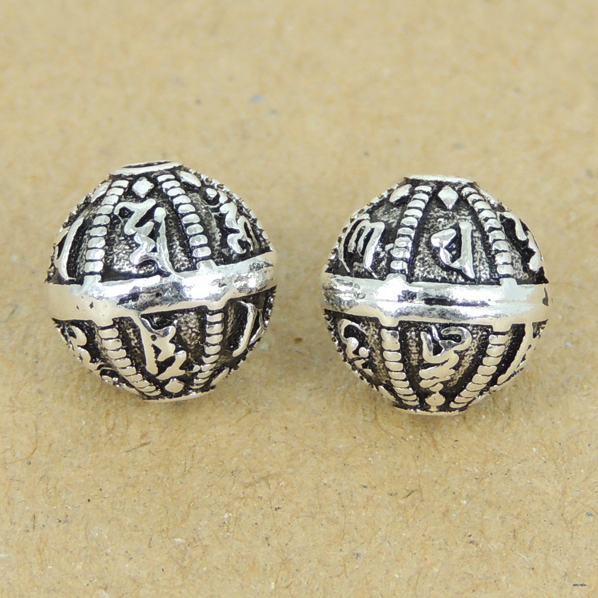 2 PCS 925 Sterling Silver Buddhism Mantra Charm Protection Vintage Barrel WSP404X2 Wholesale: See Discount Coupons in Item Details