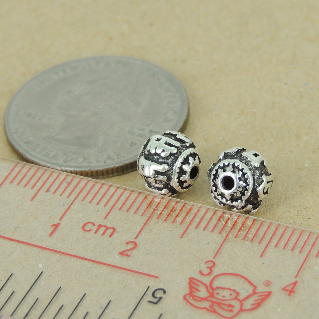 2 PCS 925 Sterling Silver Buddhism Mantra Bead Protection Vintage Barrel WSP408X2 Wholesale: See Discount Coupons in Item Details