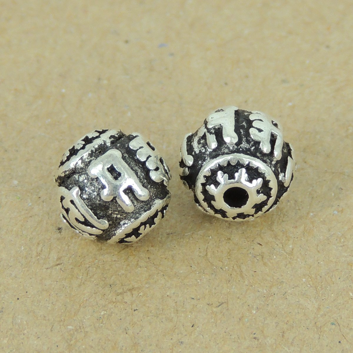 2 PCS 925 Sterling Silver Buddhism Mantra Bead Protection Vintage Barrel WSP408X2 Wholesale: See Discount Coupons in Item Details