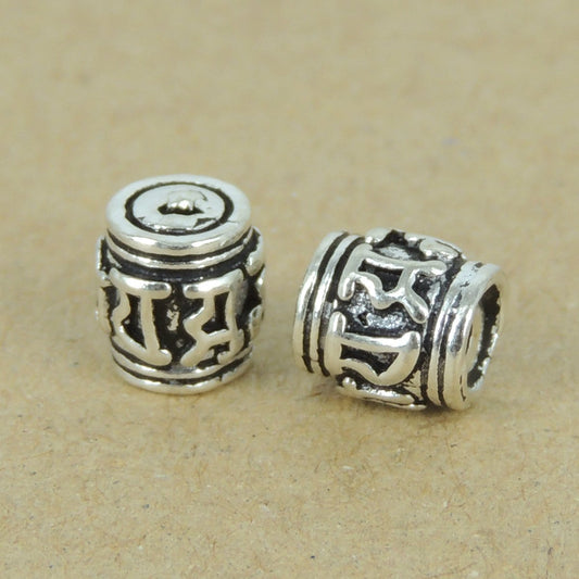 2 PCS 925 Sterling Silver Buddhism Mantra Bead Protection Vintage Barrel WSP405X2 Wholesale: See Discount Coupons in Item Details