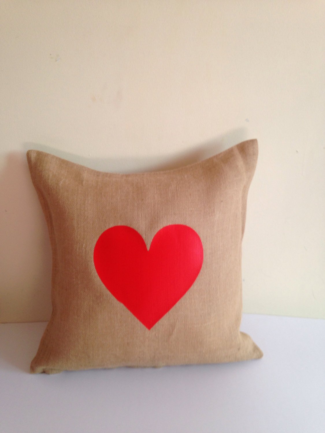 20% Red Heart Pillows, Valentine Unique Gifts for her, Girl Friend Gift, Burlap Pillow covers, Rustic Heart Pillows