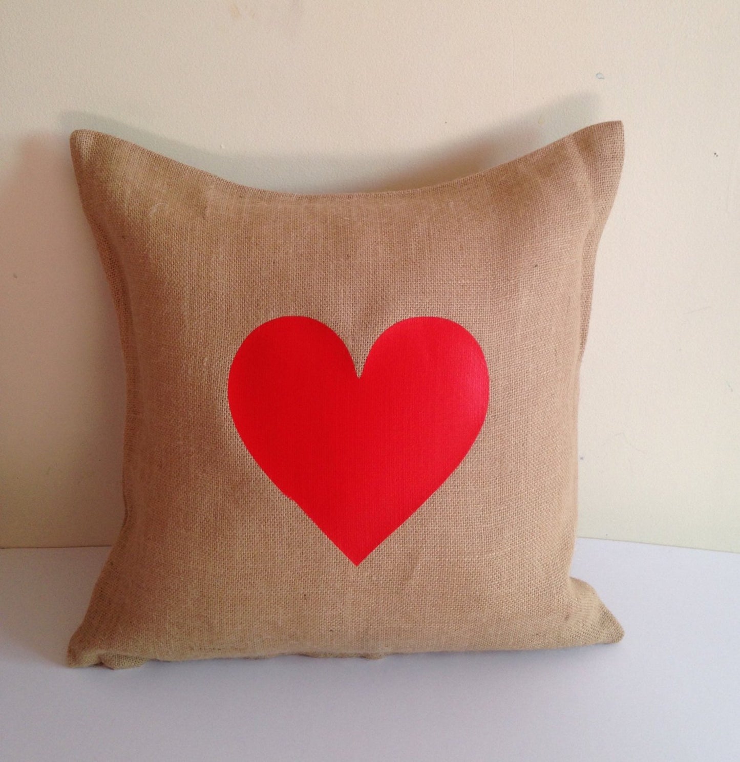 20% Red Heart Pillows, Valentine Unique Gifts for her, Girl Friend Gift, Burlap Pillow covers, Rustic Heart Pillows