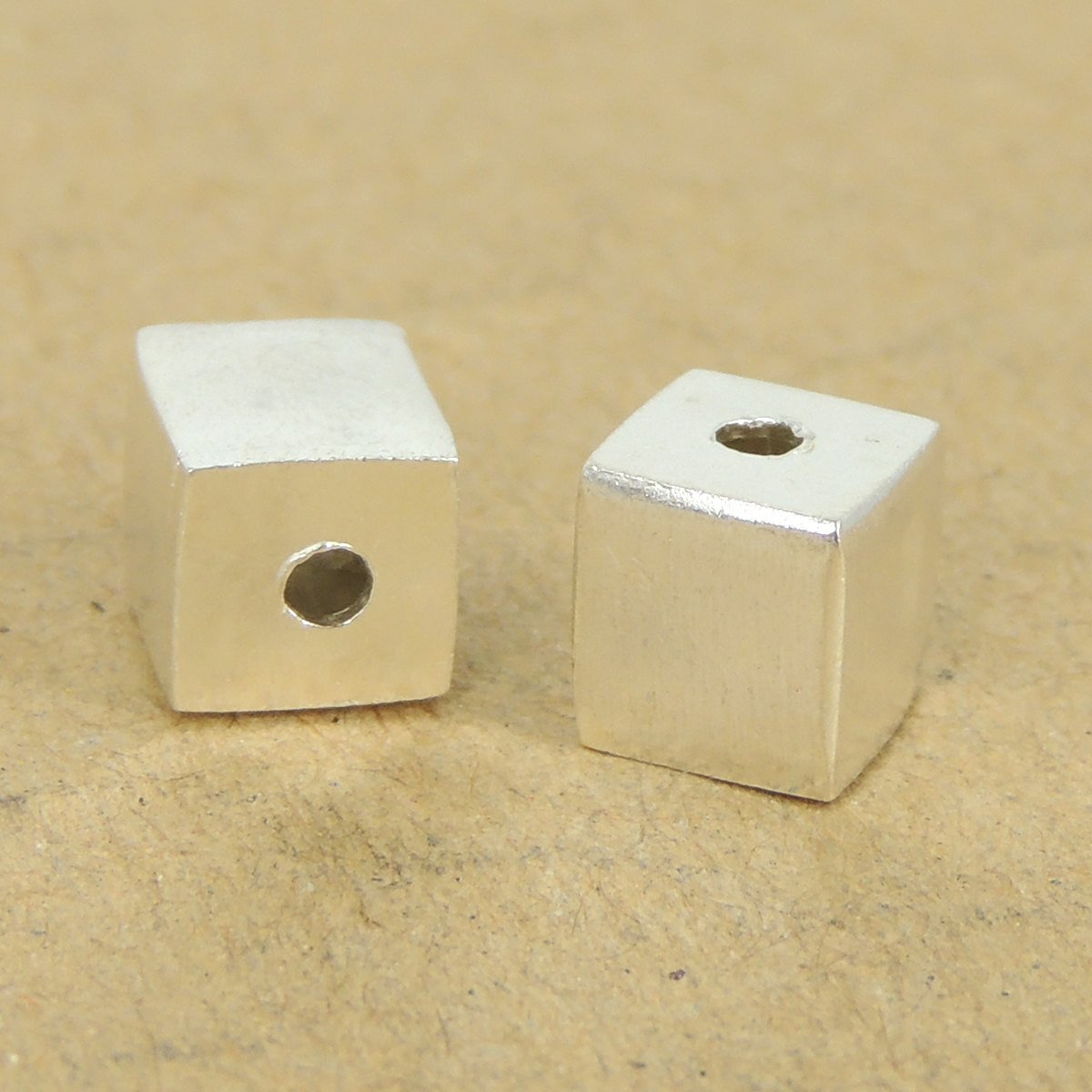 2 Pcs Sterling Silver Cube Beads Seamless DIY WSP412X2 Wholesale: See Discount Coupons in Item Details