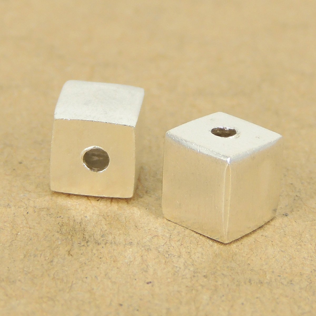 2 Pcs Sterling Silver Cube Beads Seamless DIY WSP412X2 Wholesale: See Discount Coupons in Item Details