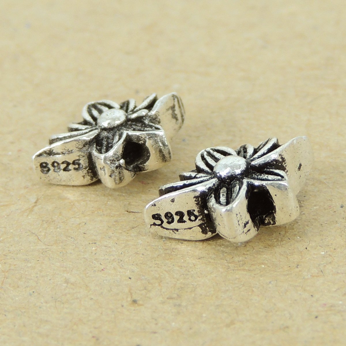 2 Pcs 925 Stamp Sterling Silver Lotus Beads Buddhism Jewelry Making WSP416X2 Wholesale Retail